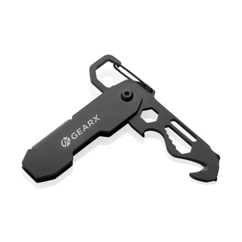 Gear X faltbares EDC-Werkzeug mit Karabinerhaken schwarz bedrucken, Art.-Nr. P221.2701