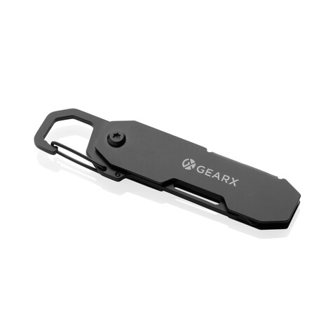 Gear X faltbares EDC-Werkzeug mit Karabinerhaken schwarz bedrucken, Art.-Nr. P221.2701