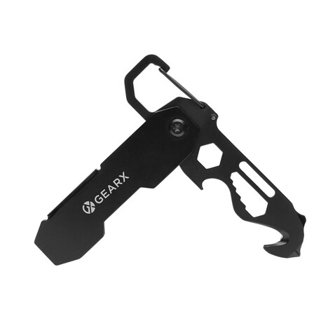 Gear X faltbares EDC-Werkzeug mit Karabinerhaken schwarz bedrucken, Art.-Nr. P221.2701