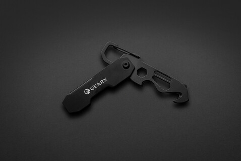 Gear X faltbares EDC-Werkzeug mit Karabinerhaken schwarz bedrucken, Art.-Nr. P221.2701