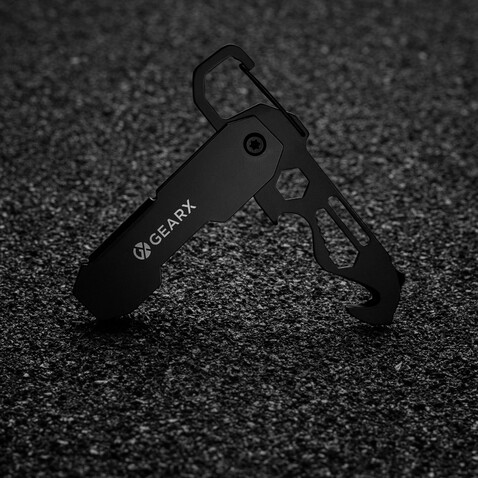 Gear X faltbares EDC-Werkzeug mit Karabinerhaken schwarz bedrucken, Art.-Nr. P221.2701