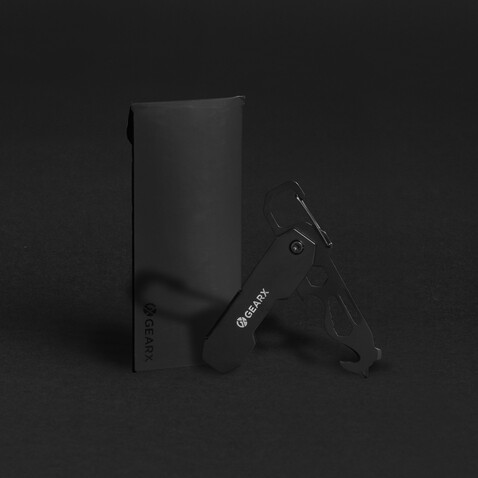 Gear X faltbares EDC-Werkzeug mit Karabinerhaken schwarz bedrucken, Art.-Nr. P221.2701
