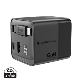 Urban Vitamin Mendocino 65W GaN-Charger mit einziehb. Kabel schwarz bedrucken, Art.-Nr. P301.2701 Urban Vitamin Mendocino 65W GaN-Charger mit einziehb. Kabel schwarz bedrucken, Art.-Nr. P301.2701