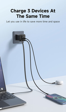 Urban Vitamin Mendocino 65W GaN-Charger mit einziehb. Kabel schwarz bedrucken, Art.-Nr. P301.2701