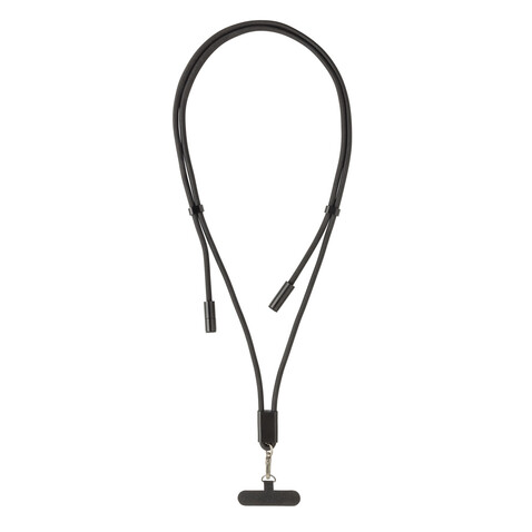 LoopAmp verstellbares 60W Telefonkabel aus RCS rPET schwarz bedrucken, Art.-Nr. P302.5301