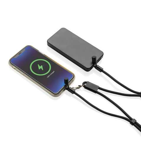 LoopAmp verstellbares 60W Telefonkabel aus RCS rPET schwarz bedrucken, Art.-Nr. P302.5301