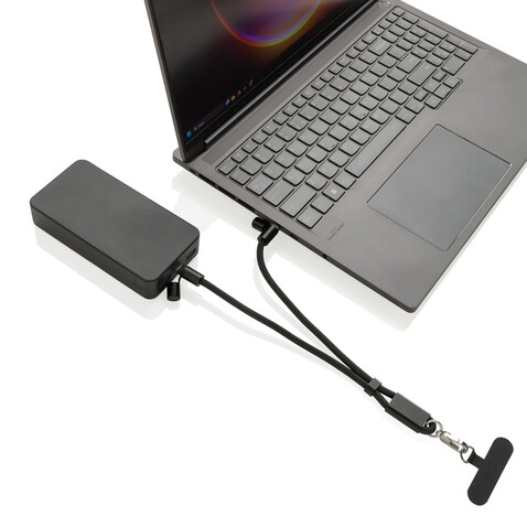 LoopAmp 60W Handgelenksband für Smartphones aus RCS rPET schwarz bedrucken, Art.-Nr. P302.5701