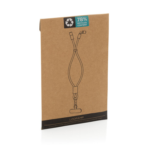 LoopAmp 60W Handgelenksband für Smartphones aus RCS rPET schwarz bedrucken, Art.-Nr. P302.5701