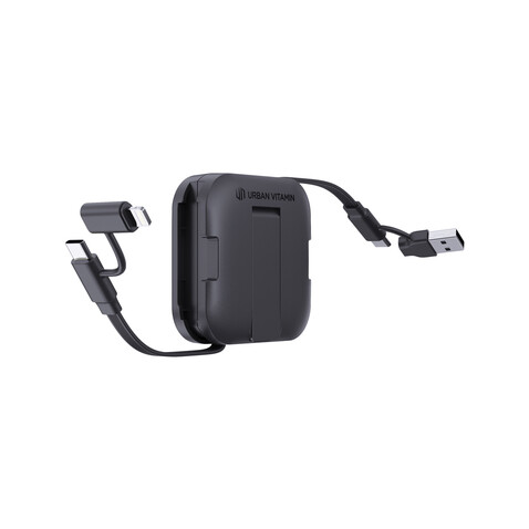 Urban Vitamin San Jose 100W-Halter mit einziehbarem Kabel schwarz bedrucken, Art.-Nr. P302.7201