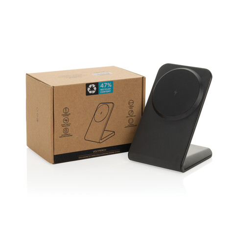 VoltPerch 15W magnetischer Wireless Charger aus RCS rec. ABS schwarz bedrucken, Art.-Nr. P309.0901