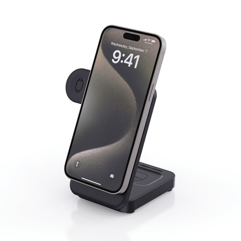 Urban Vitamin Arcadia 15W 3in1 Magnet-Charger aus RCS rABS schwarz bedrucken, Art.-Nr. P309.5101