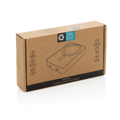 Amporia 10.000mAh magnetische Powerbak aus RCS rec. ABS schwarz bedrucken, Art.-Nr. P322.8901
