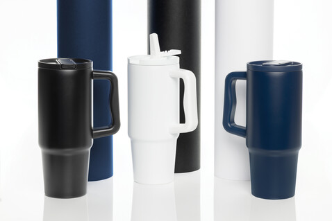 Embrace Leakproof aus RCS recyceltem Edelstahl 900ml schwarz bedrucken, Art.-Nr. P437.3401