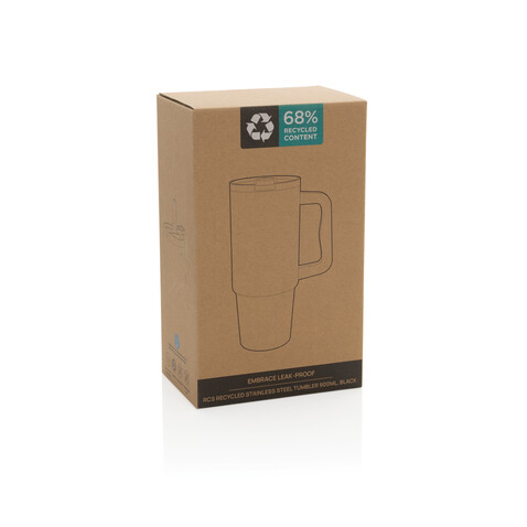 Embrace Leakproof aus RCS recyceltem Edelstahl 900ml schwarz bedrucken, Art.-Nr. P437.3401