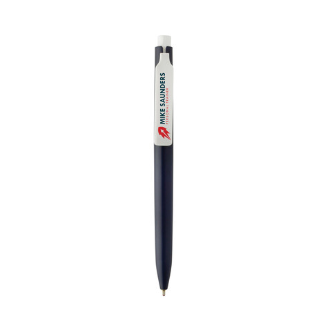 Vibe GRS-zertifizierter rABS-Stift mit Ultra-Glide-Tinte navy blau, weiß bedrucken, Art.-Nr. P611.3825