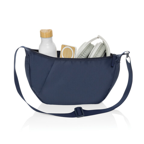 Crescent XL AWARE™ RPET Half-Moon Sling Tasche navy blau bedrucken, Art.-Nr. P763.5125
