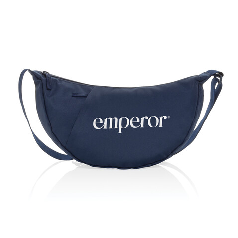Crescent XL AWARE™ RPET Half-Moon Sling Tasche navy blau bedrucken, Art.-Nr. P763.5125