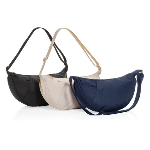 Crescent XL AWARE™ RPET Half-Moon Sling Tasche navy blau bedrucken, Art.-Nr. P763.5125
