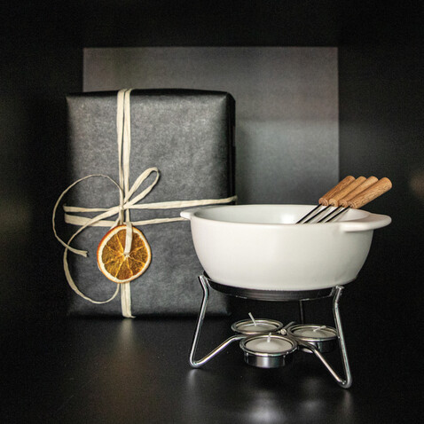 BOSKA Käse-Fondue Set Party - 750ml weiß bedrucken, Art.-Nr. RB853548