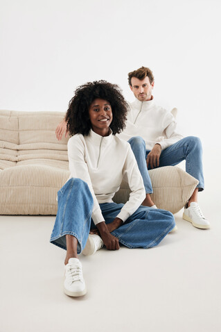IQONIQ Elgon Quarter-Zip-Sweater aus rec. Baumwolle ivory white bedrucken, Art.-Nr. T9601.040.XXXL