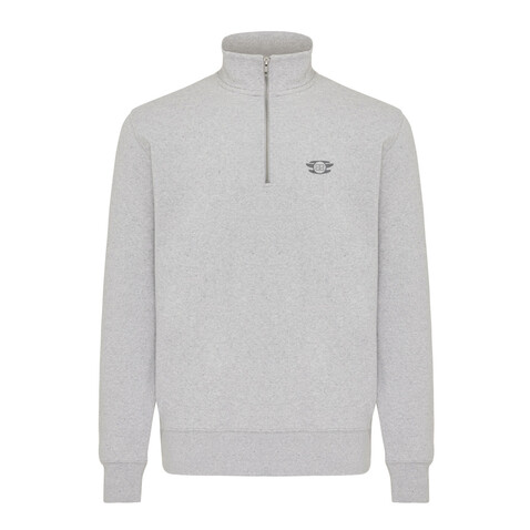 IQONIQ Elgon Quarter-Zip-Sweater aus rec. Baumwolle light heather grey bedrucken, Art.-Nr. T9601.032.4XL