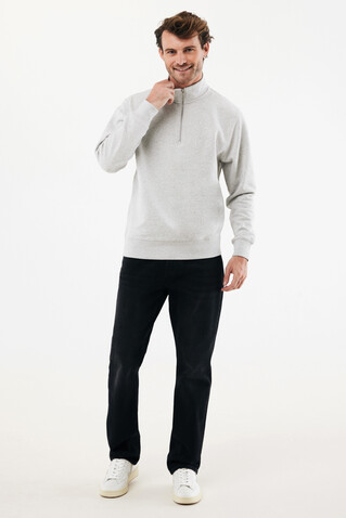 IQONIQ Elgon Quarter-Zip-Sweater aus rec. Baumwolle light heather grey bedrucken, Art.-Nr. T9601.032.4XL