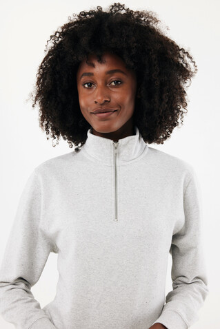 IQONIQ Elgon Quarter-Zip-Sweater aus rec. Baumwolle light heather grey bedrucken, Art.-Nr. T9601.032.4XL