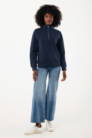 IQONIQ Elgon Quarter-Zip-Sweater aus rec. Baumwolle navy blau bedrucken, Art.-Nr. T9601.002.XXXL