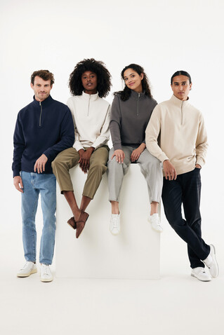 IQONIQ Elgon Quarter-Zip-Sweater aus rec. Baumwolle navy blau bedrucken, Art.-Nr. T9601.002.XXXL