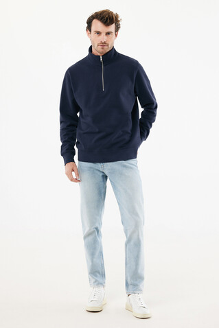 IQONIQ Elgon Quarter-Zip-Sweater aus rec. Baumwolle navy blau bedrucken, Art.-Nr. T9601.002.XXXL