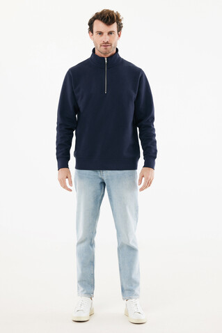 IQONIQ Elgon Quarter-Zip-Sweater aus rec. Baumwolle navy blau bedrucken, Art.-Nr. T9601.002.XXXL