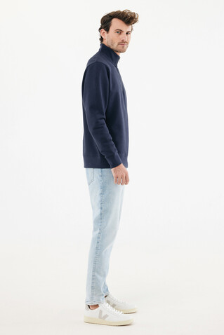 IQONIQ Elgon Quarter-Zip-Sweater aus rec. Baumwolle navy blau bedrucken, Art.-Nr. T9601.002.XXXL