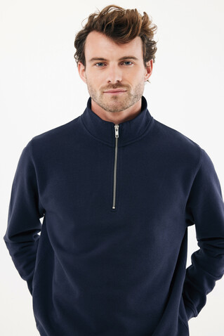 IQONIQ Elgon Quarter-Zip-Sweater aus rec. Baumwolle navy blau bedrucken, Art.-Nr. T9601.002.XXXL