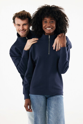 IQONIQ Elgon Quarter-Zip-Sweater aus rec. Baumwolle navy blau bedrucken, Art.-Nr. T9601.002.XXXL