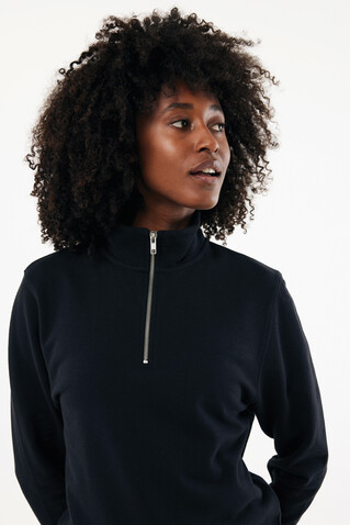 IQONIQ Elgon Quarter-Zip-Sweater aus rec. Baumwolle schwarz bedrucken, Art.-Nr. T9601.001.S IQONIQ Elgon Quarter-Zip-Sweater aus rec. Baumwolle schwarz bedrucken, Art.-Nr. T9601.001.S