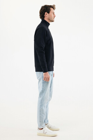 IQONIQ Elgon Quarter-Zip-Sweater aus rec. Baumwolle schwarz bedrucken, Art.-Nr. T9601.001.S IQONIQ Elgon Quarter-Zip-Sweater aus rec. Baumwolle schwarz bedrucken, Art.-Nr. T9601.001.S