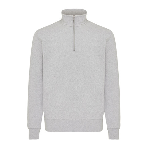 IQONIQ Elgon Quarter-Zip-Sweater aus rec. Baumwolle light heather grey bedrucken, Art.-Nr. T9601.032.4XL