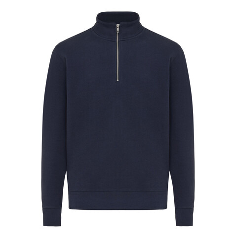 IQONIQ Elgon Quarter-Zip-Sweater aus rec. Baumwolle navy blau bedrucken, Art.-Nr. T9601.002.XXXL