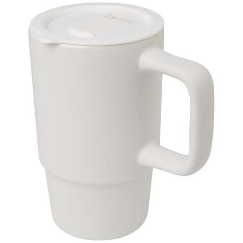 Carter 450 ml Keramiktasse mit Kunststoffdeckel, weiss bedrucken, Art.-Nr. 10089601