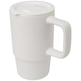 Carter 450 ml Keramiktasse mit Kunststoffdeckel, weiss bedrucken, Art.-Nr. 10089601
