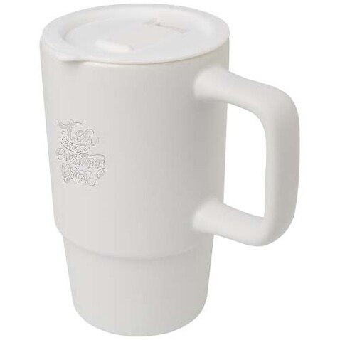 Carter 450 ml Keramiktasse mit Kunststoffdeckel, weiss bedrucken, Art.-Nr. 10089601