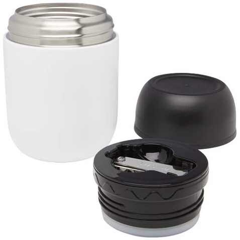 Supo 480 ml doppelwandiger Lunchpot aus recyceltem Edelstahl, weiss bedrucken, Art.-Nr. 11342101