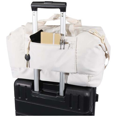 Trip Aware™ recycelte Reisetasche 42L, offwhite bedrucken, Art.-Nr. 12076302