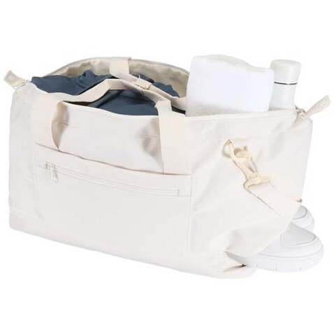 Trip Aware™ recycelte Reisetasche 42L, offwhite bedrucken, Art.-Nr. 12076302