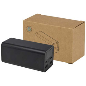 Acamar 70 W 20.000 mAh Laptop Powerbank aus recyceltem Aluminium, schwarz bedrucken, Art.-Nr. 12444090