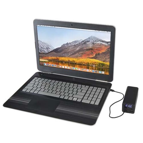 Acamar 70 W 20.000 mAh Laptop Powerbank aus recyceltem Aluminium, schwarz bedrucken, Art.-Nr. 12444090