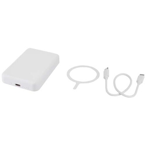 Acrab 15 W 5.000 mAh magnetische kabellose Powerbank mit 20 W PD aus recyceltem Kunststoff, weiss bedrucken, Art.-Nr. 12444101