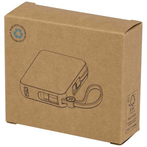 Acrux 35 W 10.000 mAh Tablet Powerbank mit integriertem Typ-C-Kabel aus recyceltem Kunststoff, weiss bedrucken, Art.-Nr. 12445001