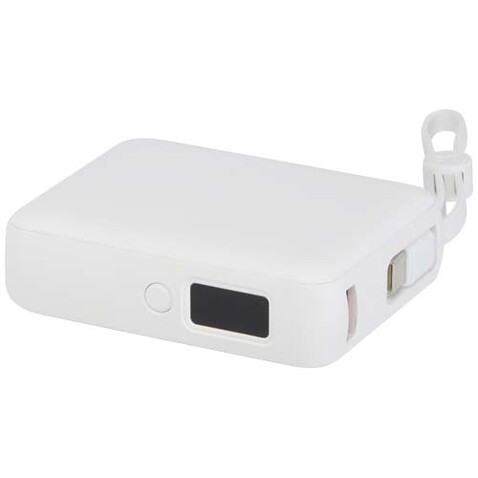 Acrux 35 W 10.000 mAh Tablet Powerbank mit integriertem Typ-C-Kabel aus recyceltem Kunststoff, weiss bedrucken, Art.-Nr. 12445001