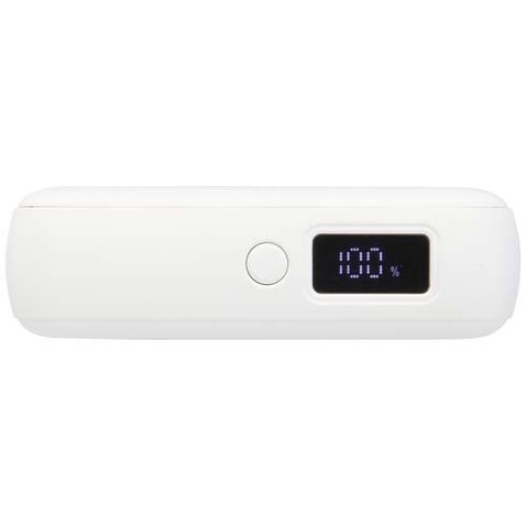 Acrux 35 W 10.000 mAh Tablet Powerbank mit integriertem Typ-C-Kabel aus recyceltem Kunststoff, weiss bedrucken, Art.-Nr. 12445001
